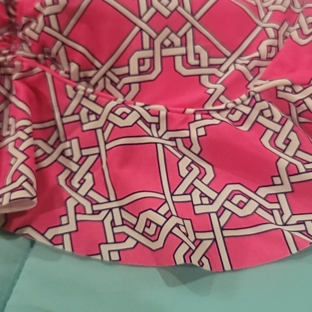 crown & ivy Pink and White Patterned Bandeau Bikini
